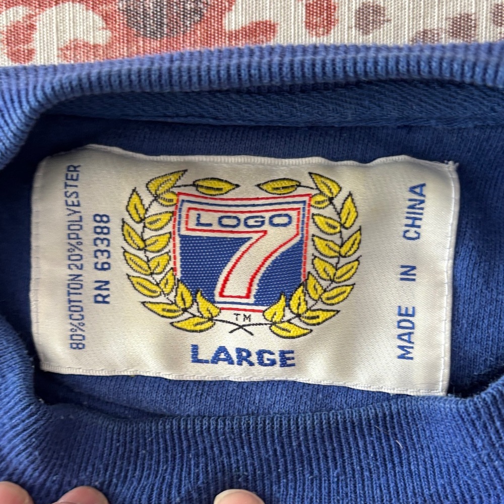 LOGO 7 New York Giants Blue Crewneck 1994 Sweatshirt-L - Picture 2 of 7